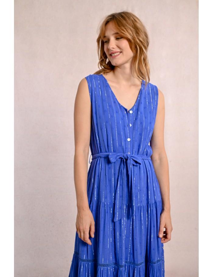 Lili Sidonio X Molly Bracken Robe Longue Rayée BLUE