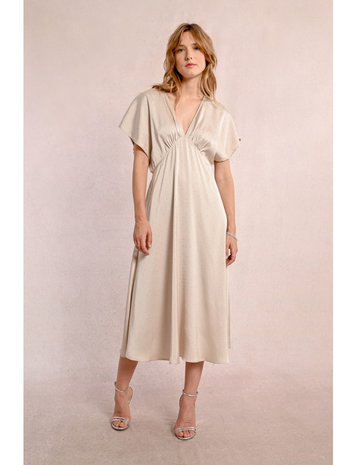 Lili Sidonio X Molly Bracken Robe Longue Satinée BEIGE