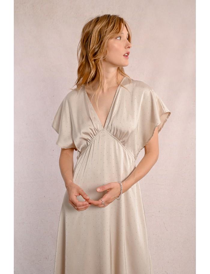 lili sidonio x molly bracken Robe longue satinée BEIGE