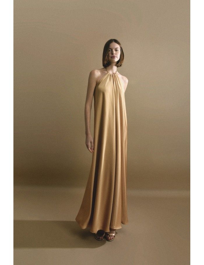 Lili Sidonio X Molly Bracken Robe Longue Satinée KAKI