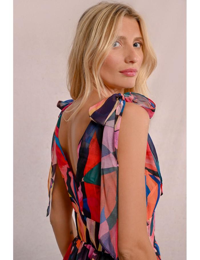 Lili Sidonio X Molly Bracken Robe Longue Semi Transparente à Imprimé MULTICO DONNA