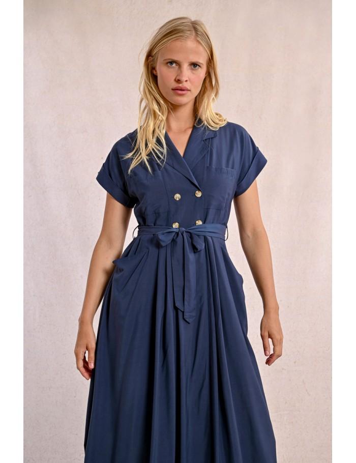 Lili Sidonio X Molly Bracken Robe Longue Trench NAVY BLUE