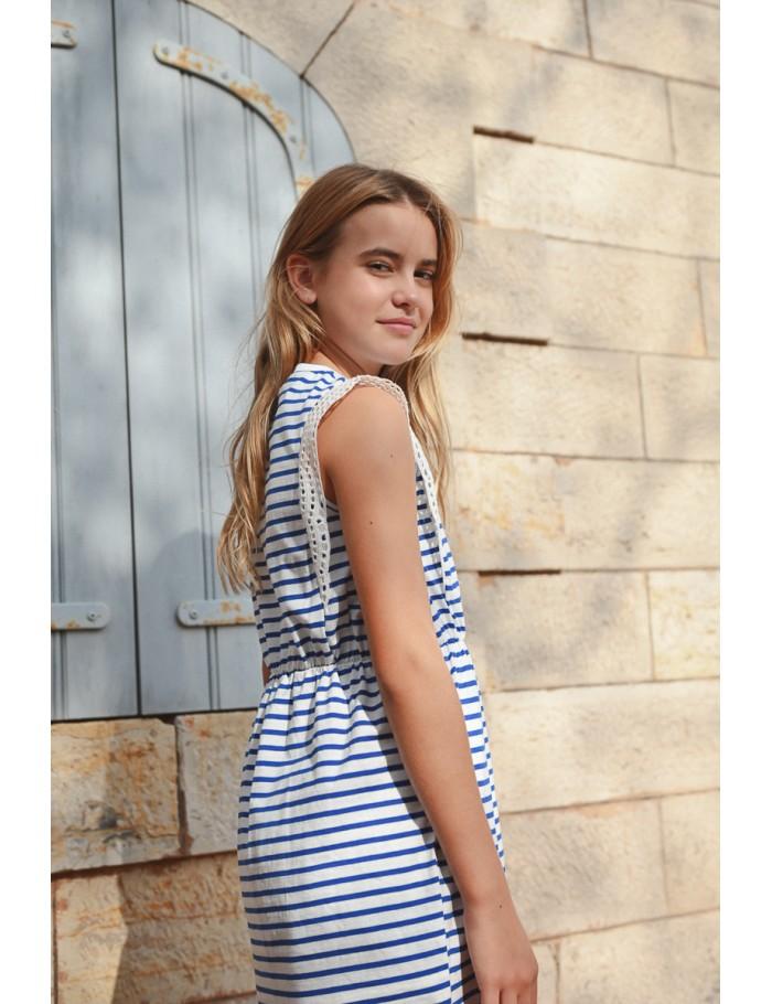 Lili Sidonio X Molly Bracken Robe Marinière Sans Manches OFFWHITE/NAVY BLUE