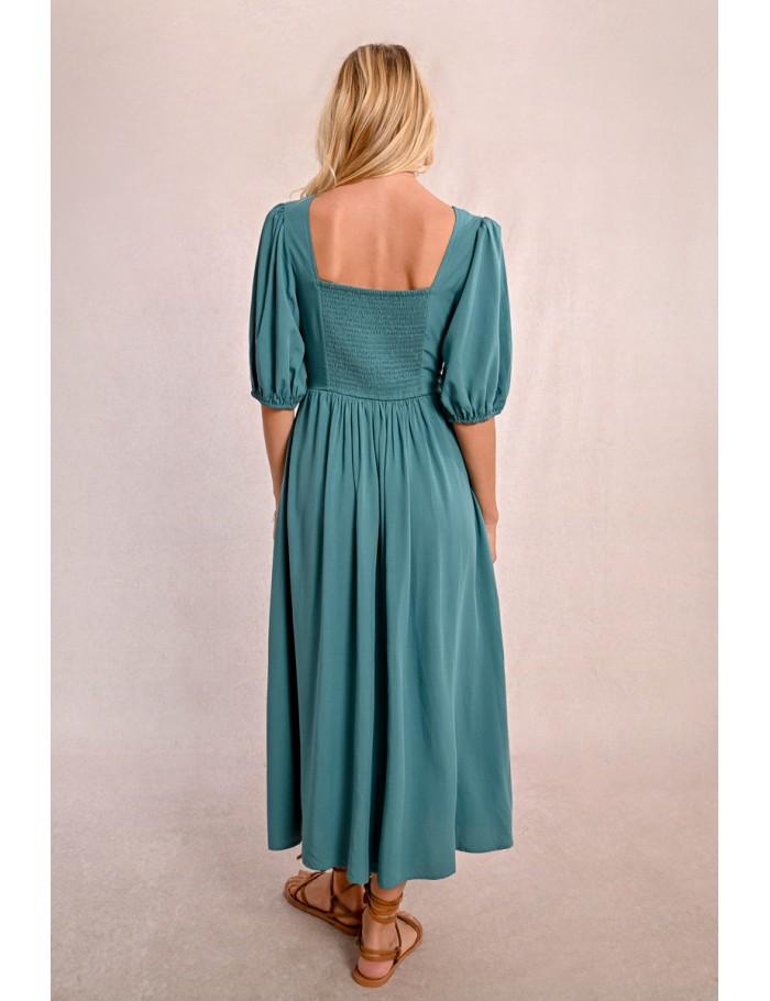 Lili Sidonio X Molly Bracken Robe Mi Longue Fendue EMERALD GREEN
