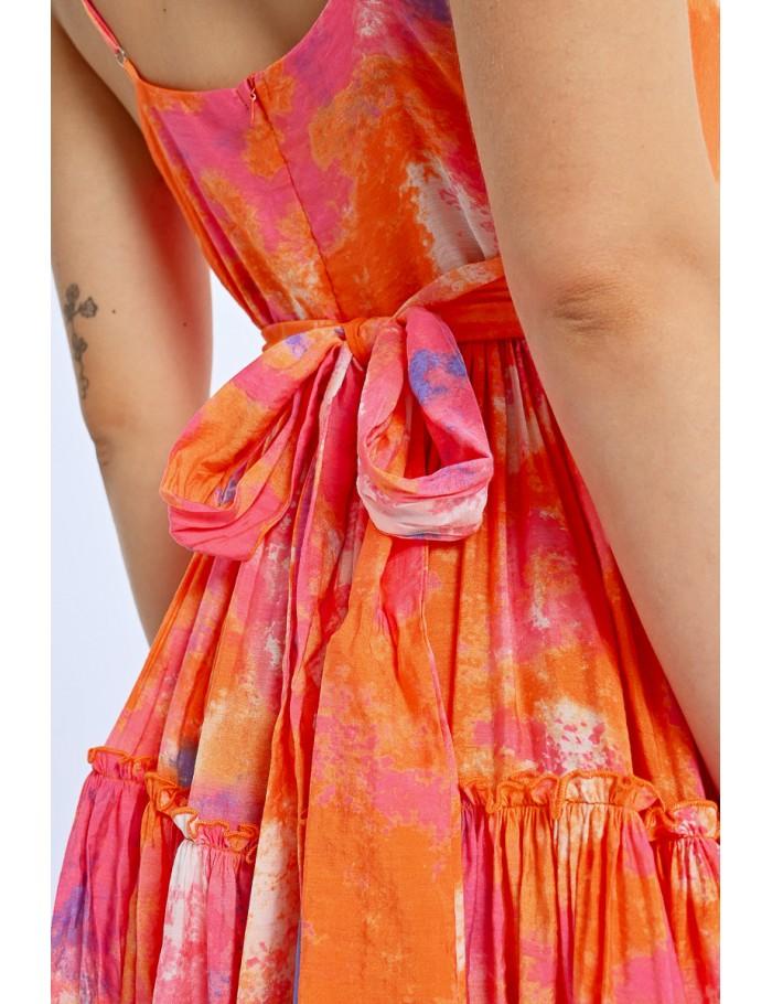 Lili Sidonio X Molly Bracken Robe Plissée Colorée ORANGE IXTAPA