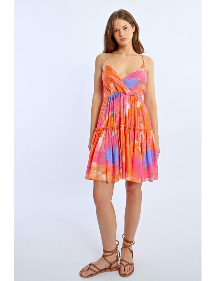 Lili Sidonio X Molly Bracken Robe Plissée Colorée ORANGE IXTAPA