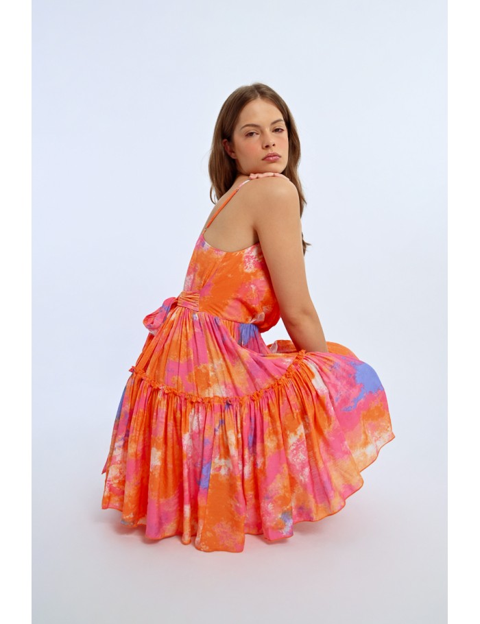 Lili Sidonio X Molly Bracken Robe Plissée Colorée ORANGE IXTAPA