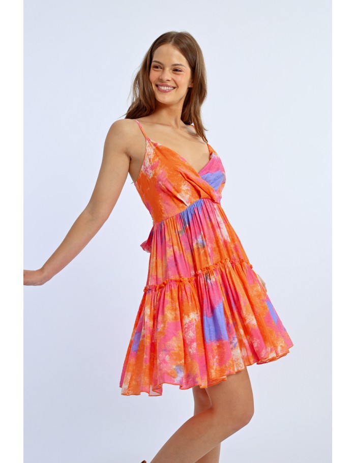 lili sidonio x molly bracken Robe plissée colorée ORANGE IXTAPA