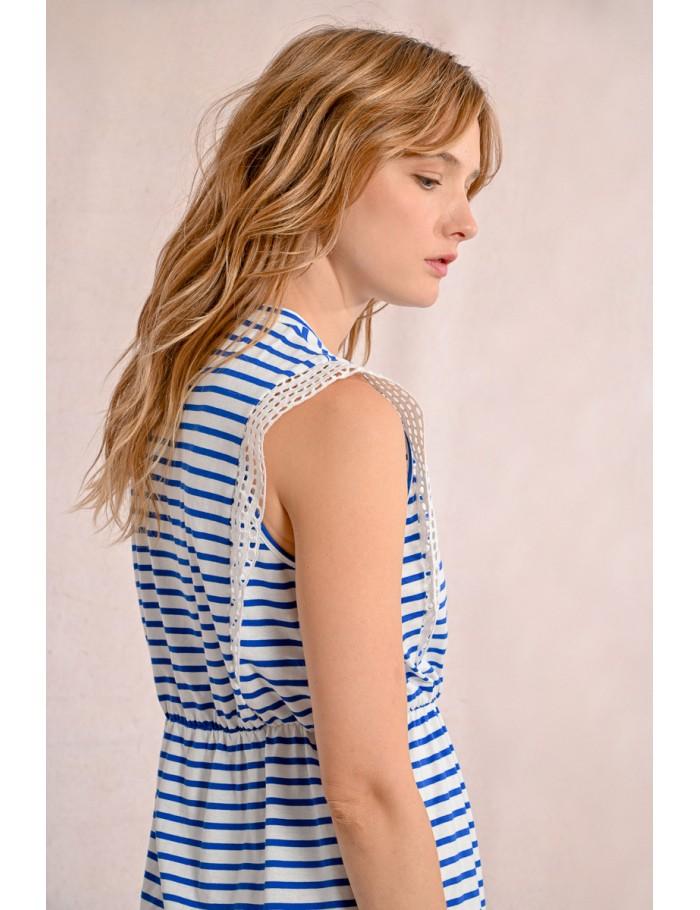 Lili Sidonio X Molly Bracken Robe T Shirt Marinière BLUE/OFFWHITE
