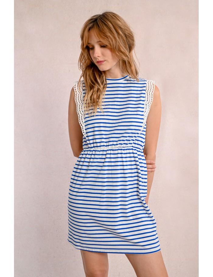 Lili Sidonio X Molly Bracken Robe T Shirt Marinière BLUE/OFFWHITE