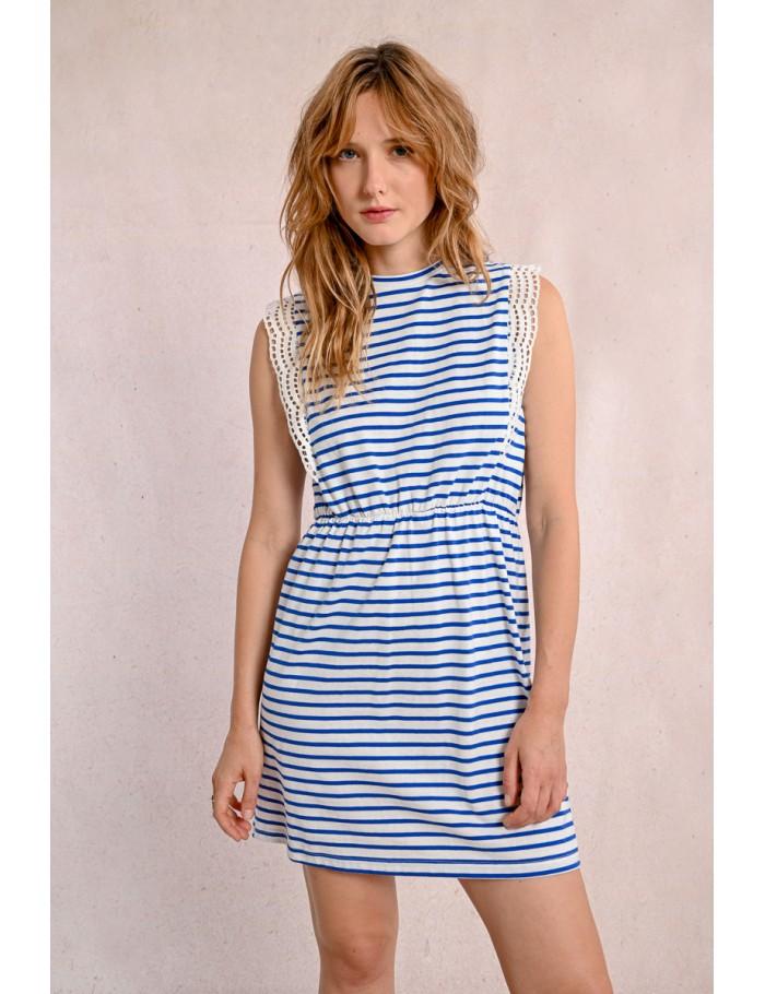 lili sidonio x molly bracken Robe t shirt marinière BLUE/OFFWHITE