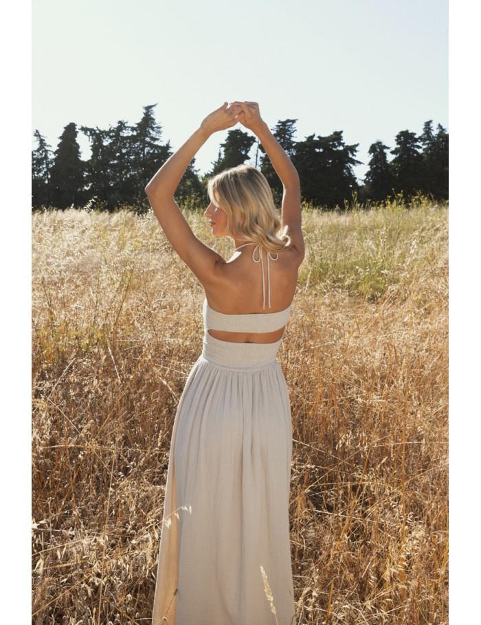 Lili Sidonio X Molly Bracken Robe Type Bustier à Smock BEIGE