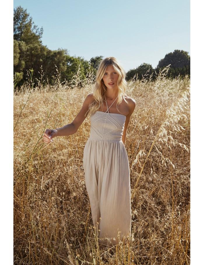 lili sidonio x molly bracken Robe type bustier à smock BEIGE lili sidonio x molly bracken Robe type bustier à smock BEIGE