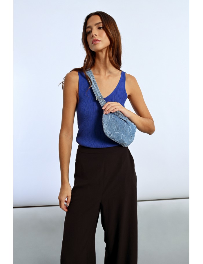 Lili Sidonio X Molly Bracken Sac Banane En Jean Motif Cœur DENIM BLUE