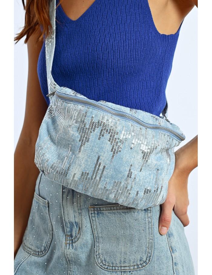 Lili Sidonio X Molly Bracken Sac Banane Sequins LIGHT BLUE DENIM
