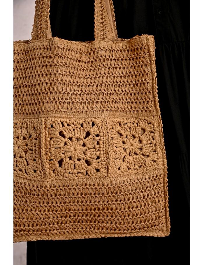 Lili Sidonio X Molly Bracken Sac Cabas En Paille Ajouré BEIGE