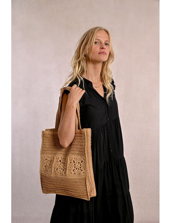 Lili Sidonio X Molly Bracken Sac Cabas En Paille Ajouré BEIGE
