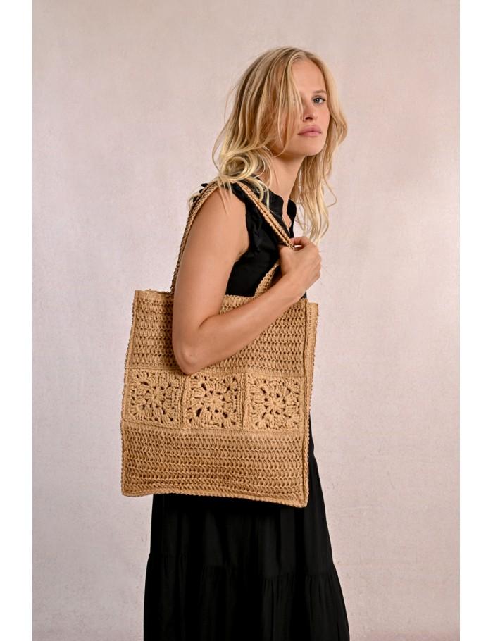 Lili Sidonio X Molly Bracken Sac Cabas En Paille Ajouré BEIGE