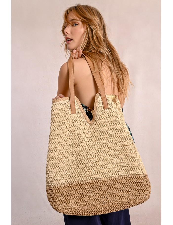 lili sidonio x molly bracken Sac cabas en paille ÉCRU