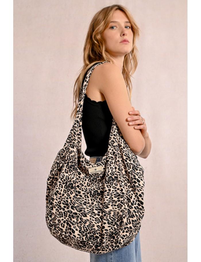 lili sidonio x molly bracken Sac cabas souple imprimé léopard BEIGE GEETA