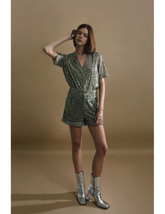 lili sidonio x molly bracken Short chic taille haute KAKI