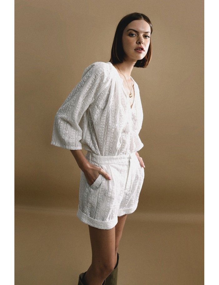 lili sidonio x molly bracken Short dentelle taille haute ÉCRU