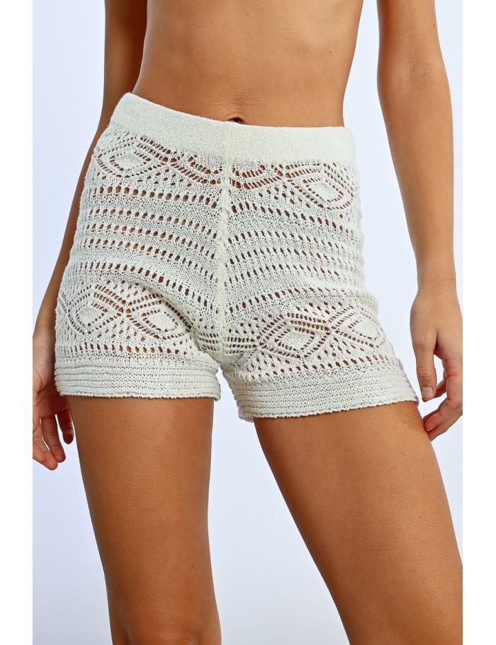 Lili Sidonio X Molly Bracken Short En Crochet WHITE