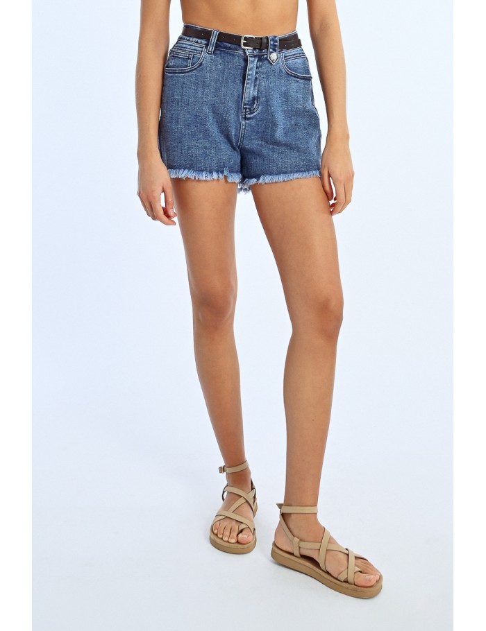 Lili Sidonio X Molly Bracken Short En Jean à Franges DENIM BLUE