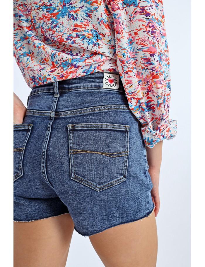 lili sidonio x molly bracken Short en jean à franges DENIM BLUE
