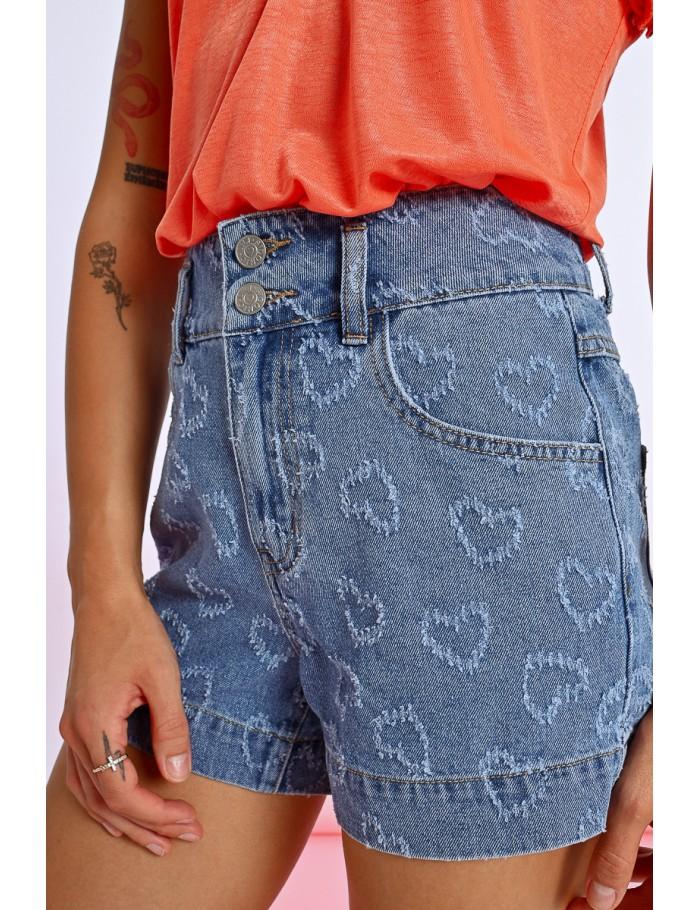Lili Sidonio X Molly Bracken Short En Jean à Strass DENIM BLUE