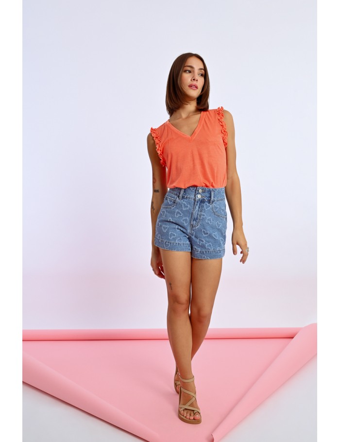 Lili Sidonio X Molly Bracken Short En Jean à Strass DENIM BLUE