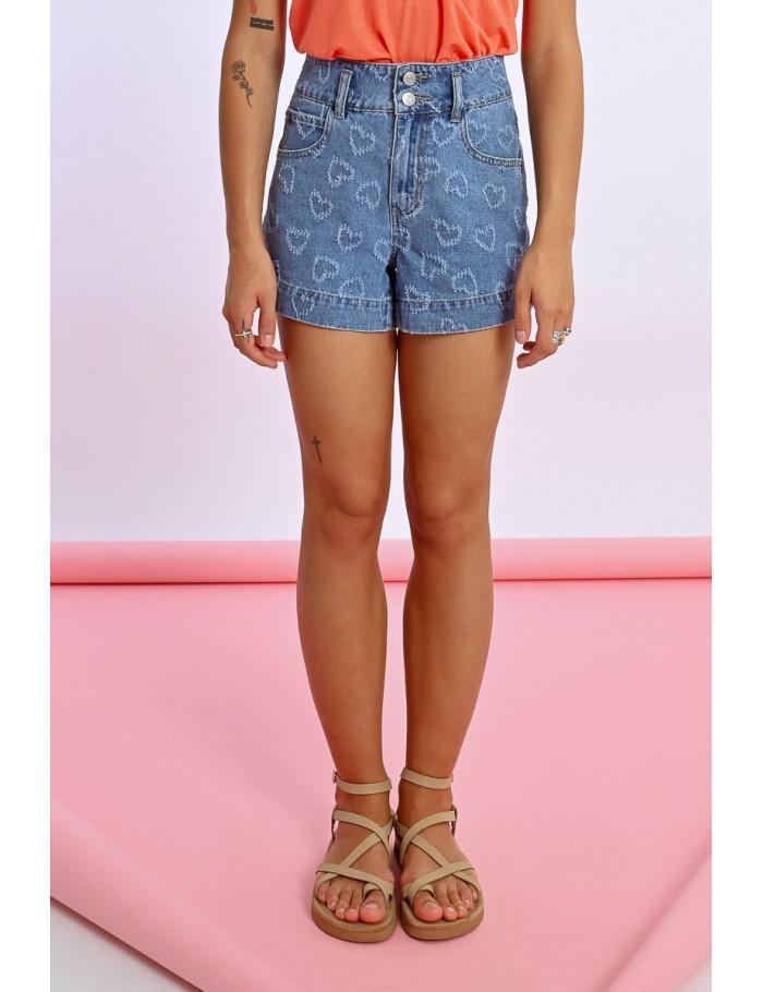 Lili Sidonio X Molly Bracken Short En Jean à Strass DENIM BLUE