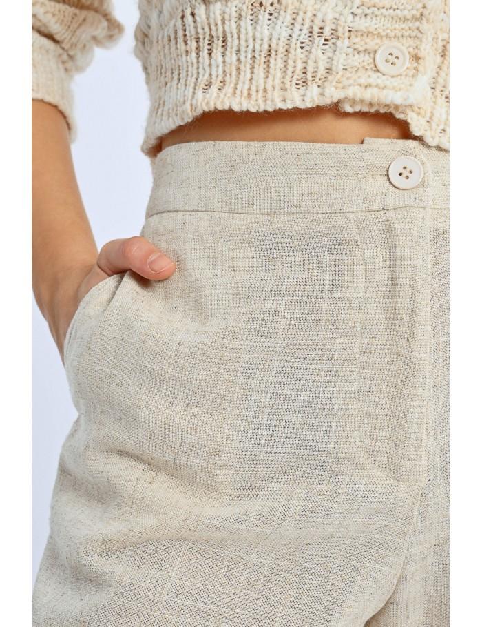 Lili Sidonio X Molly Bracken Short En Lin Taille Haute LIGHT BEIGE