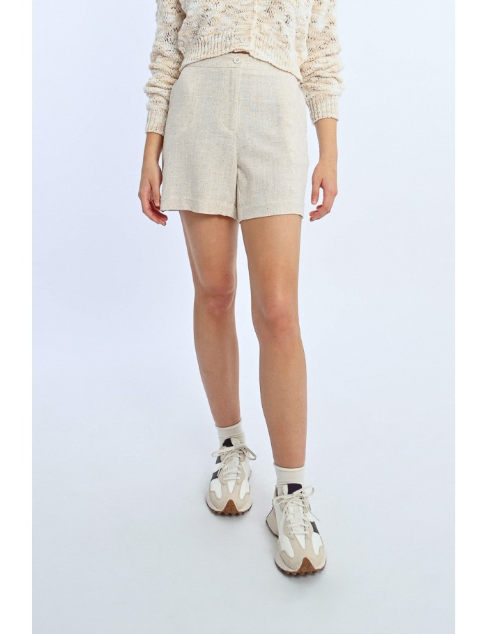 Lili Sidonio X Molly Bracken Short En Lin Taille Haute LIGHT BEIGE