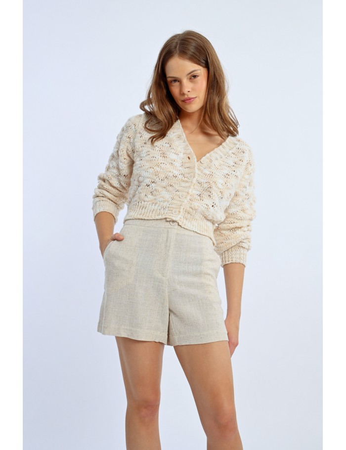 lili sidonio x molly bracken Short en lin taille haute LIGHT BEIGE