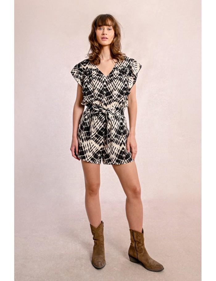 Lili Sidonio X Molly Bracken Short Fluide Ceinturé à Imprimé BEIGE DOLI