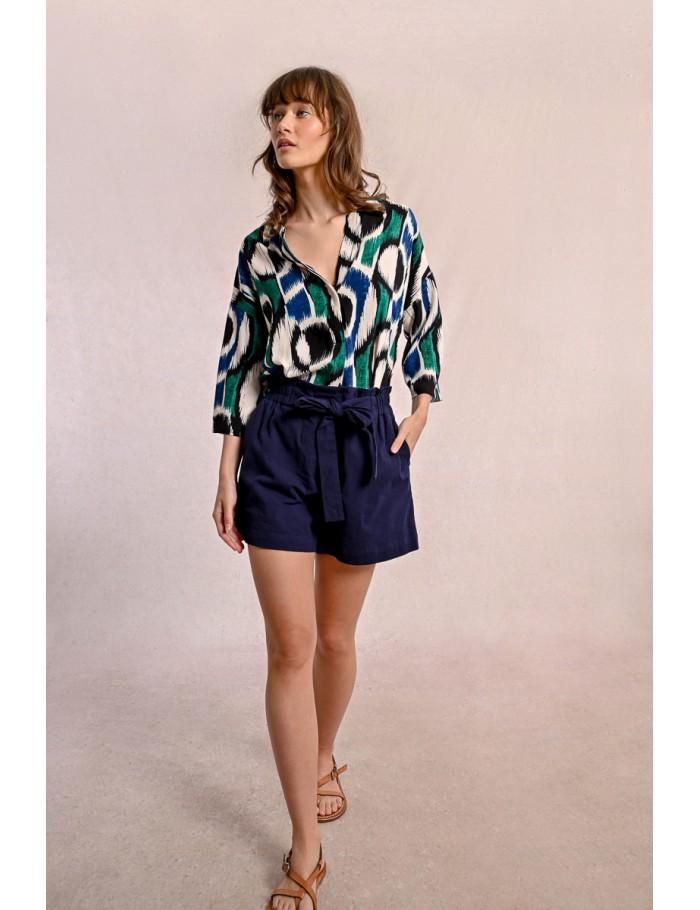 Lili Sidonio X Molly Bracken Short Fluide Ceinturé NAVY BLUE