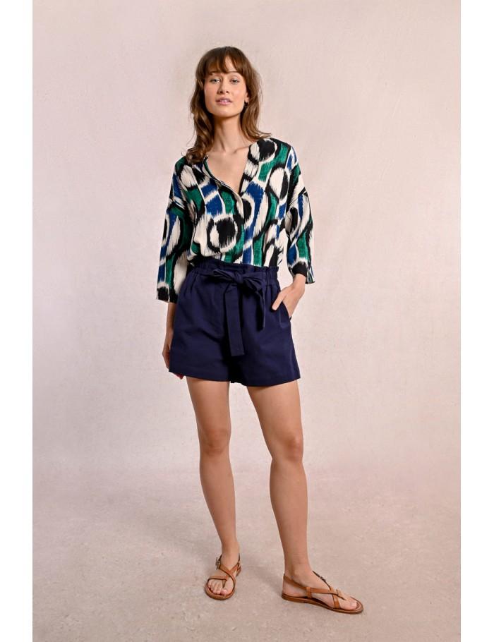 Lili Sidonio X Molly Bracken Short Fluide Ceinturé NAVY BLUE