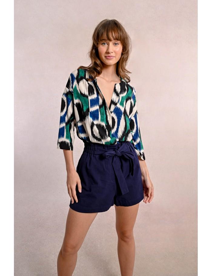 Lili Sidonio X Molly Bracken Short Fluide Ceinturé NAVY BLUE