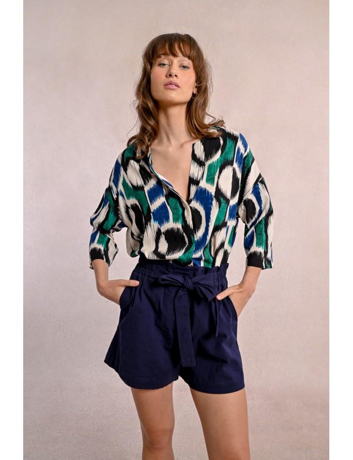 lili sidonio x molly bracken Short fluide ceinturé NAVY BLUE