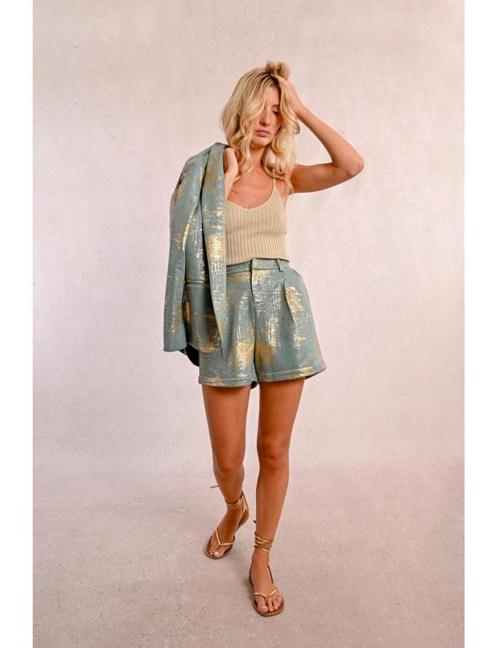 Lili Sidonio X Molly Bracken Short Irisé Taille Haute SAGE GREEN