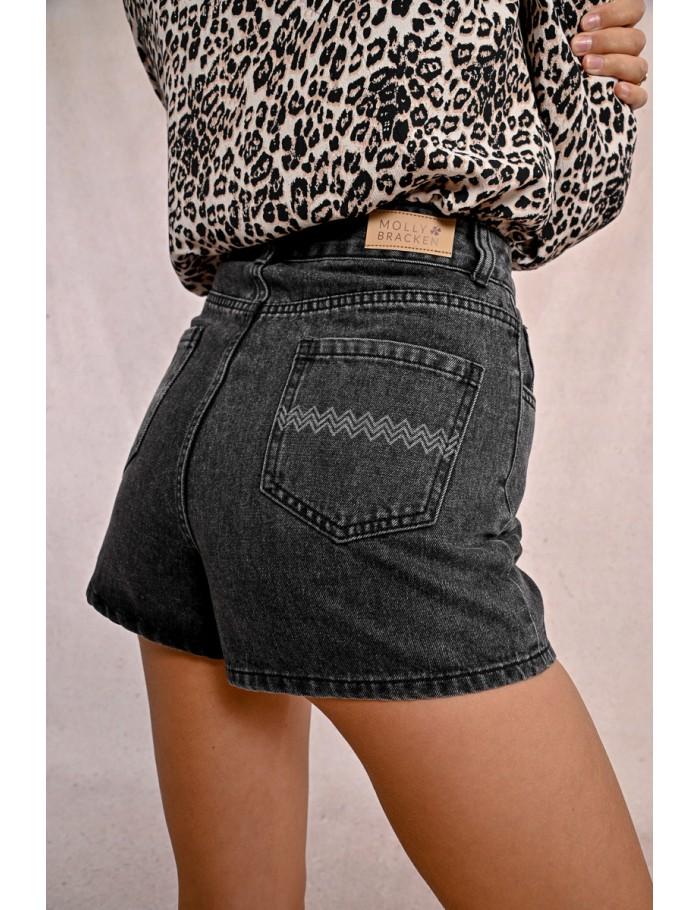 Lili Sidonio X Molly Bracken Short Large En Jean BLACK DENIM