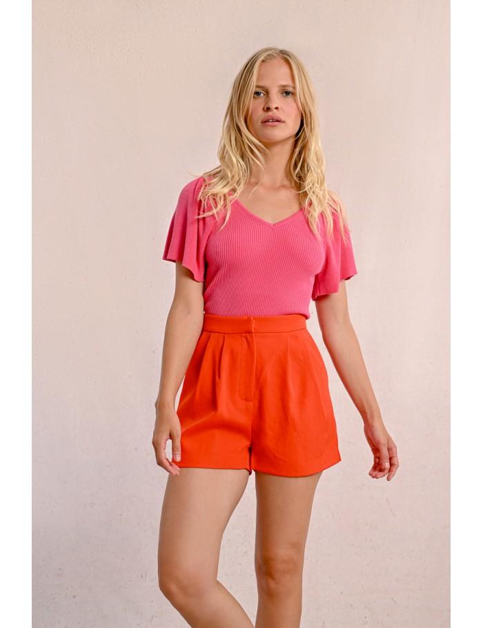 lili sidonio x molly bracken Short taille haute à pinces CORAL
