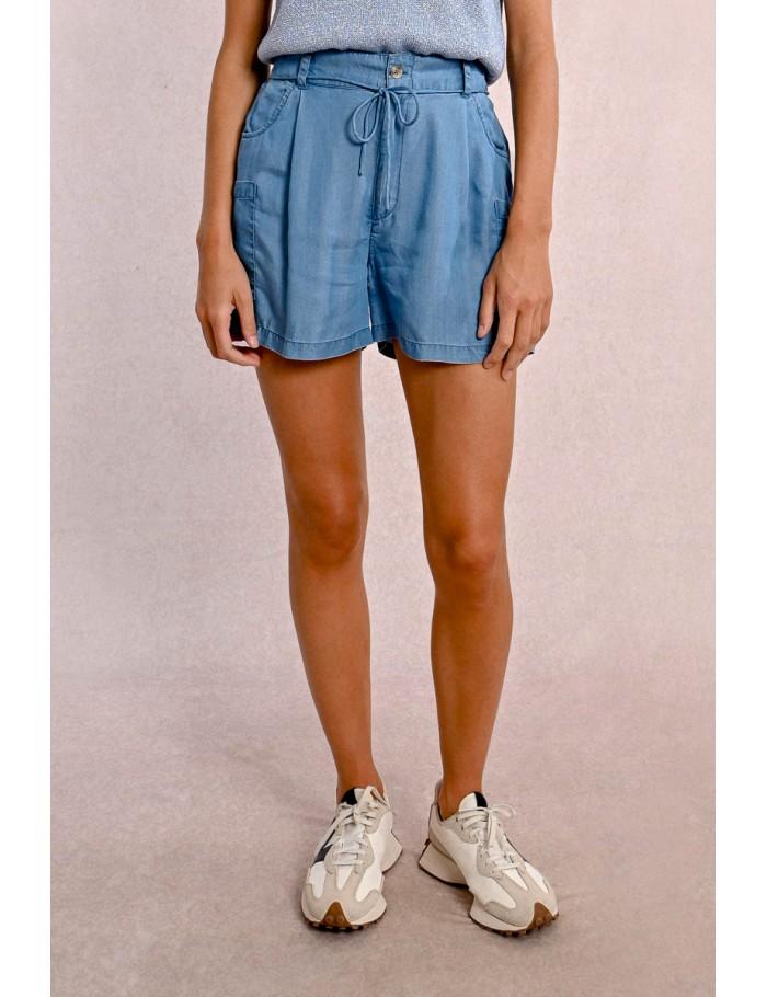 Lili Sidonio X Molly Bracken Short Taille Haute En Tencel LIGHT BLUE DENIM