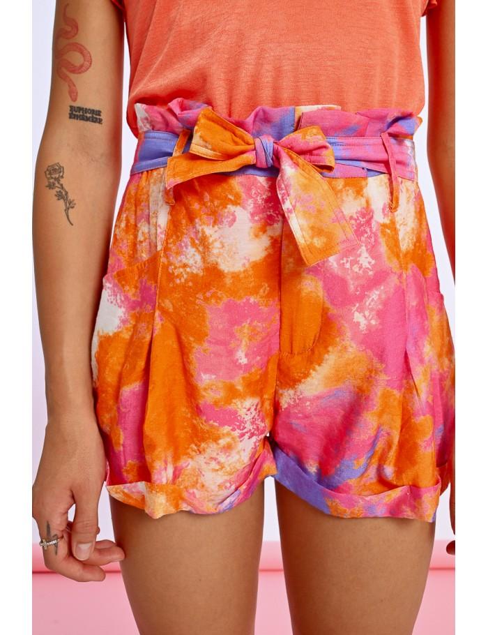 Lili Sidonio X Molly Bracken Short Taille Haute Paper Bag ORANGE IXTAPA