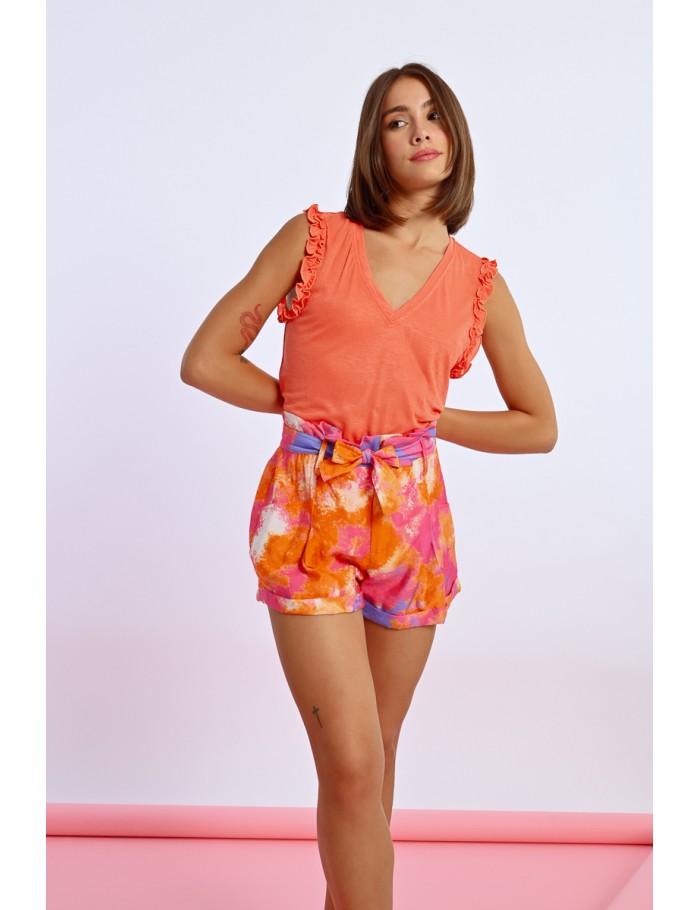 lili sidonio x molly bracken Short taille haute paper bag ORANGE IXTAPA
