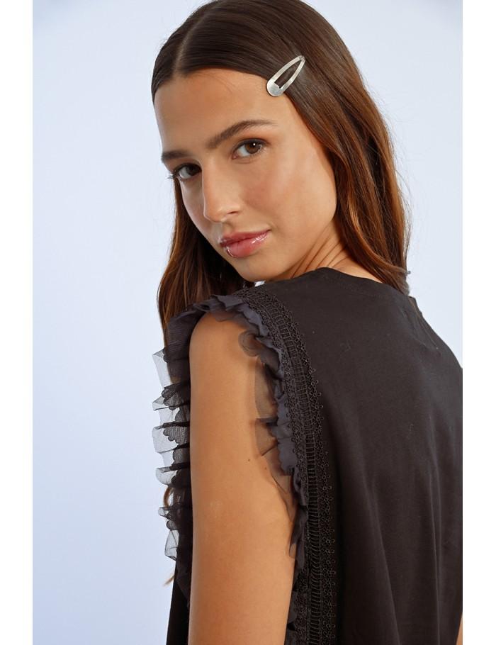 Lili Sidonio X Molly Bracken T Shirt à Dentelle BLACK