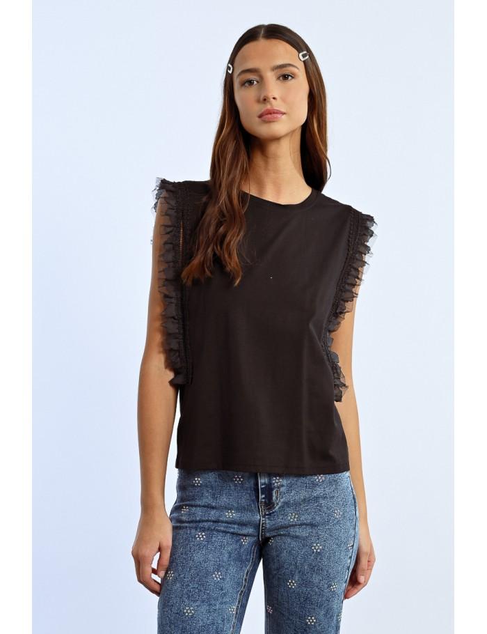 Lili Sidonio X Molly Bracken T Shirt à Dentelle BLACK