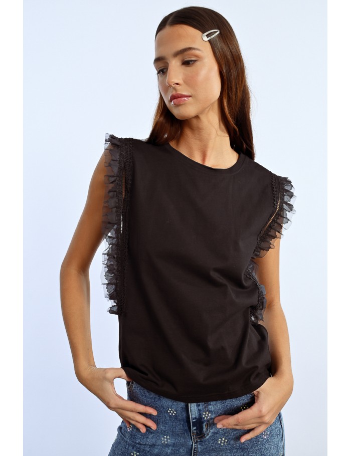 Lili Sidonio X Molly Bracken T Shirt à Dentelle BLACK