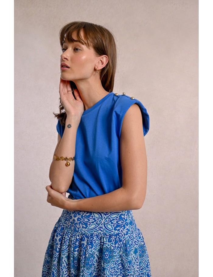 Lili Sidonio X Molly Bracken T Shirt à Larges épaulettes BLUE
